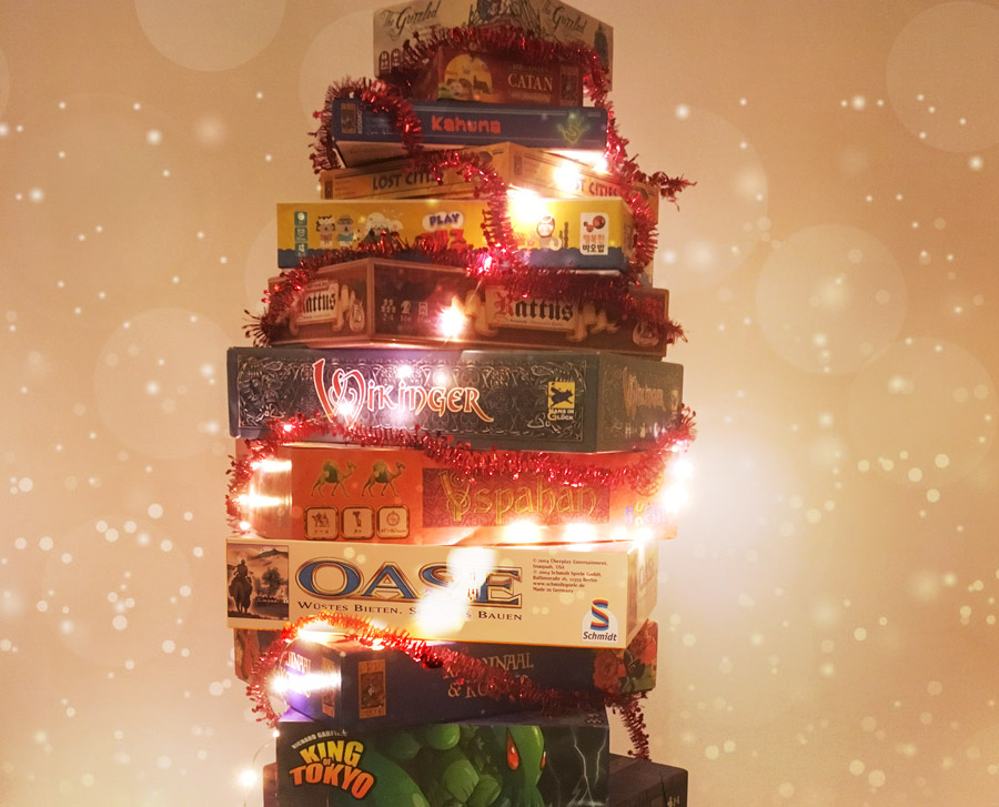 Christmas Tree made of stacked Game Boxes